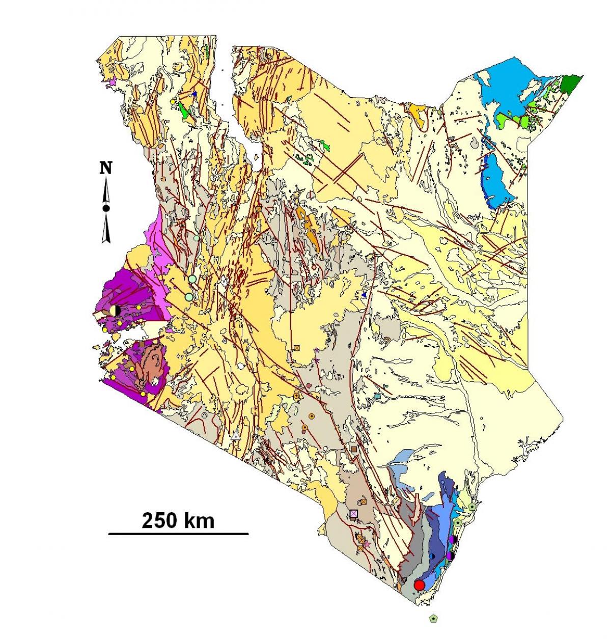 mapa geologická mapa Keni