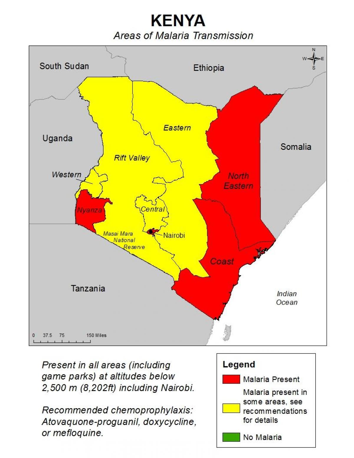 mapa Keni malárie