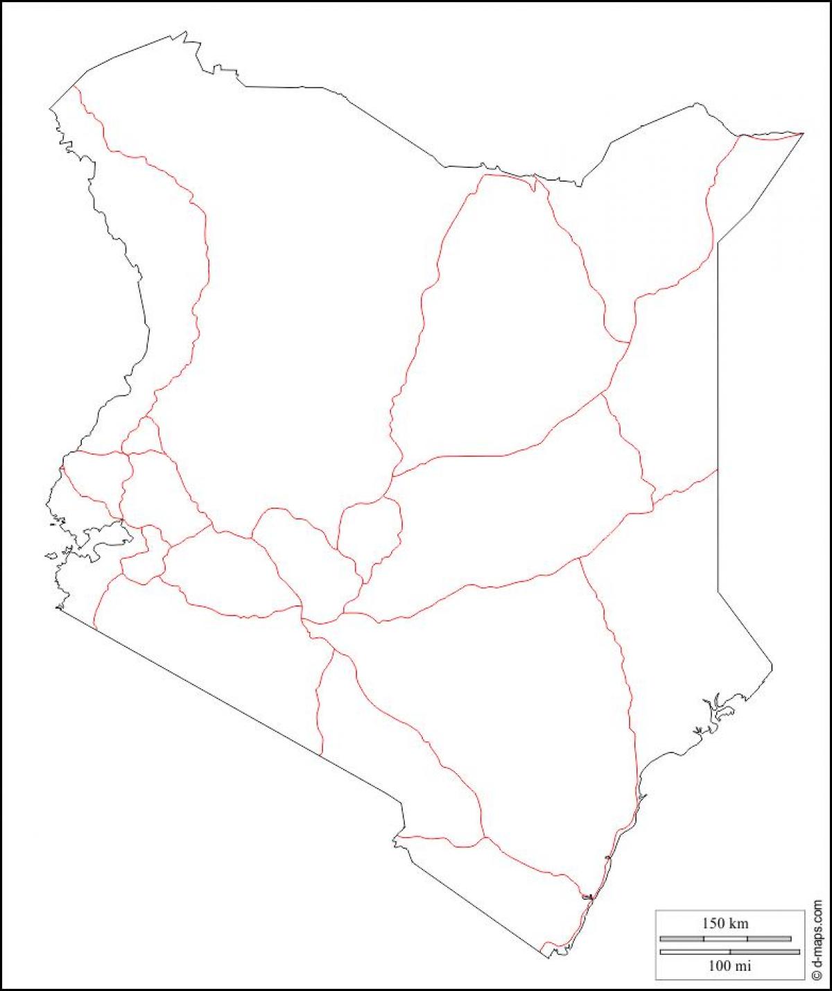 Keňa prázdné mapě