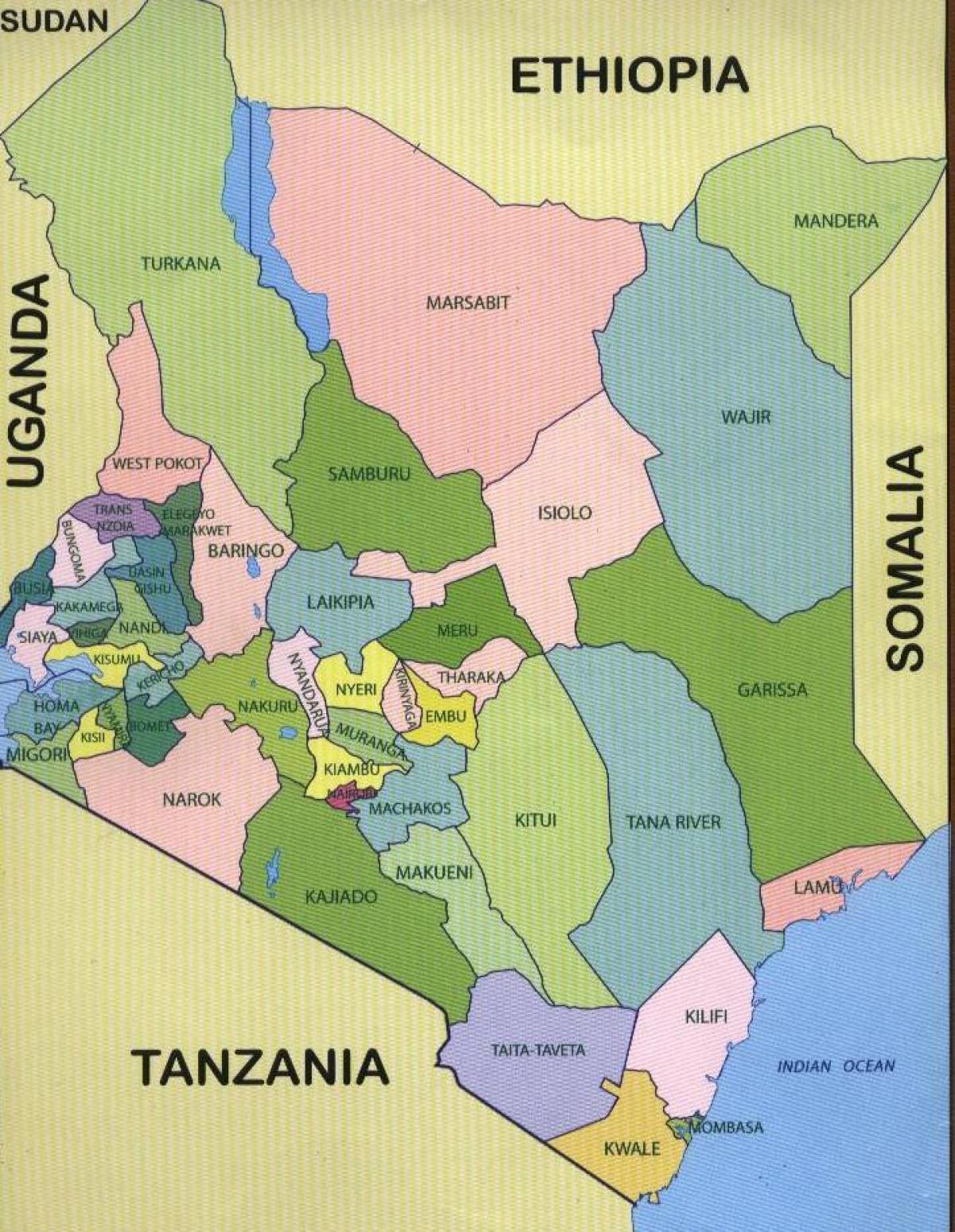 nová mapa Keni kraje