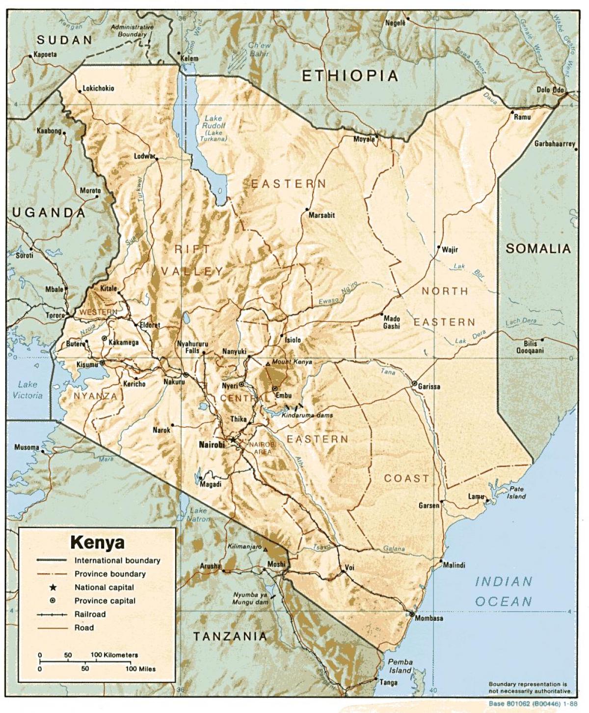 mapa Keni ukazuje velkých měst