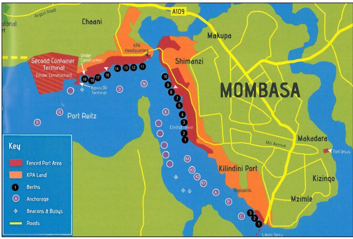 mapa mombasa Keňa