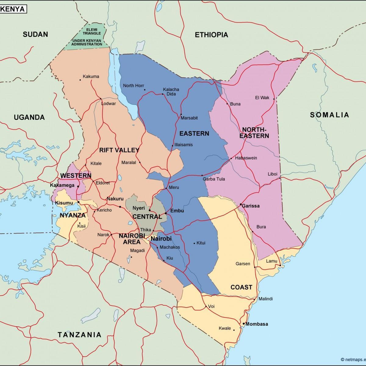 mapa politická mapa Keni