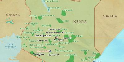 Mapa Keni národní parky a rezervy