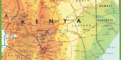 Keňa silniční sítě mapa