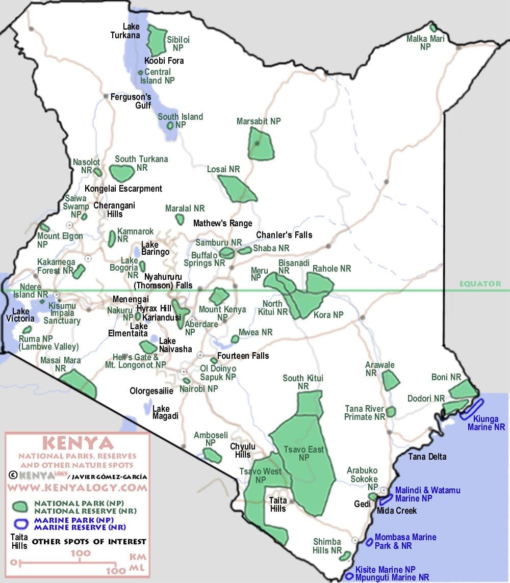 mapa Keni safari 