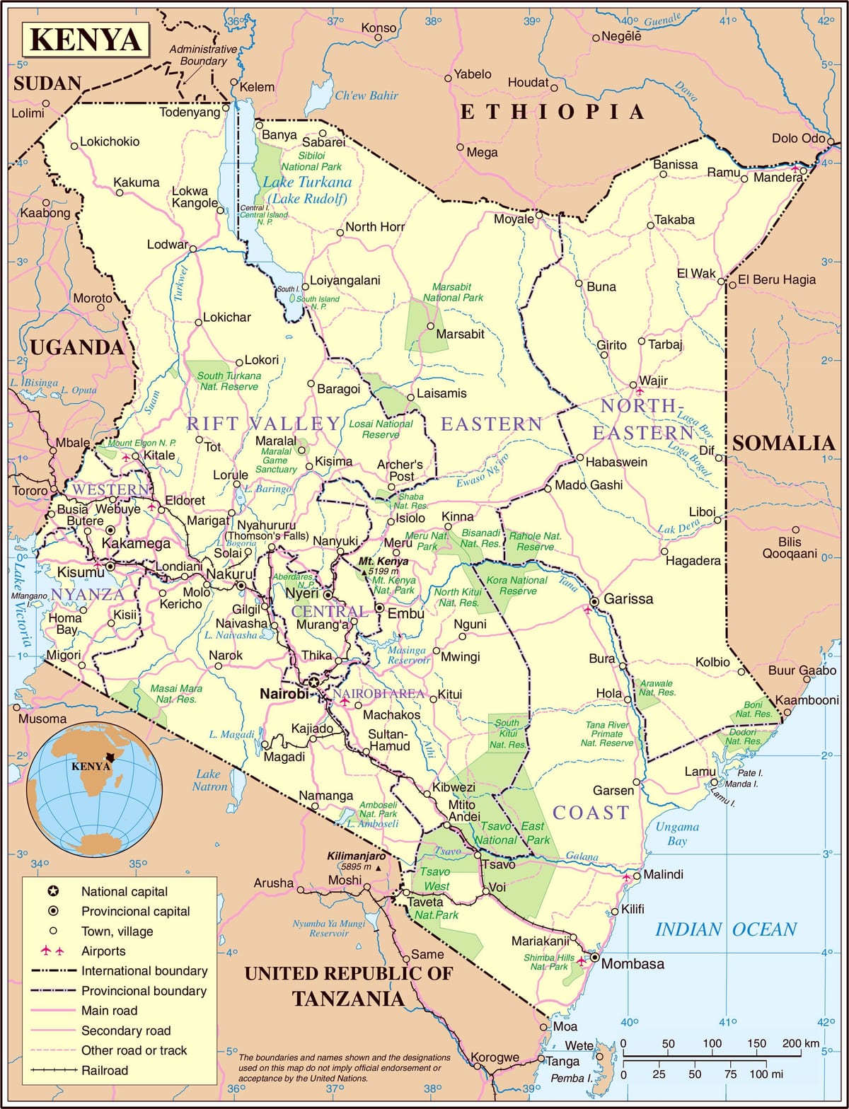 Kenya road map podrobné