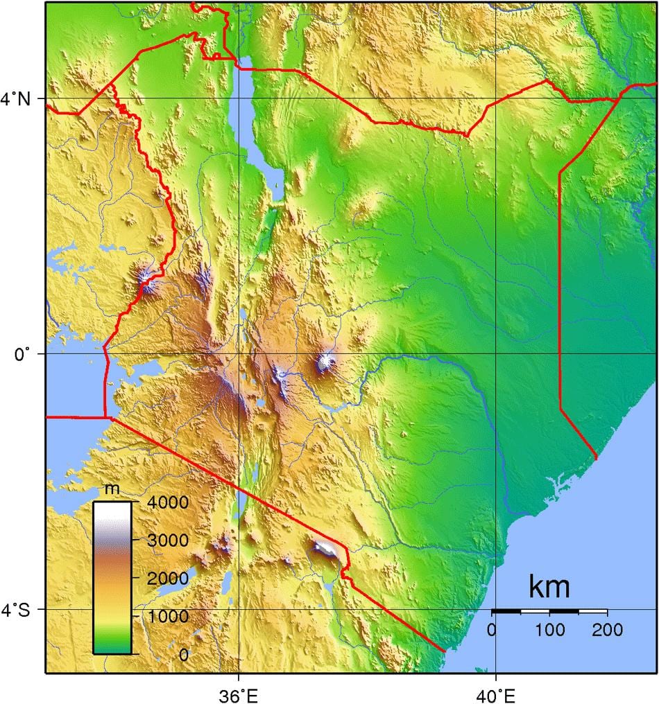 Výšková mapa keni