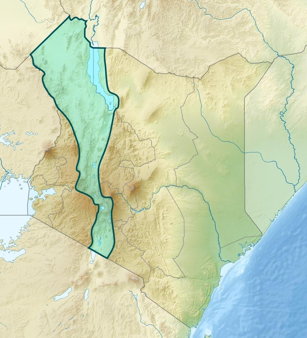 mapa rift valley, Keňa