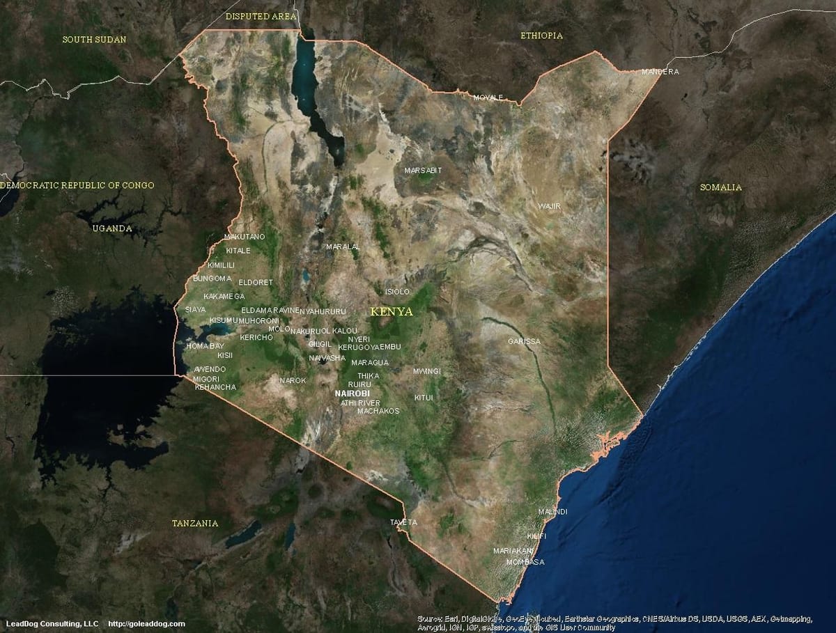 mapa satelitní mapa Keni