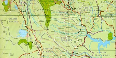 Mapa střední Keni
