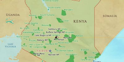 Mapa Keni národní parky a rezervy