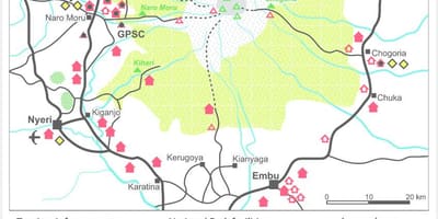 Mt Kenya v africe mapě